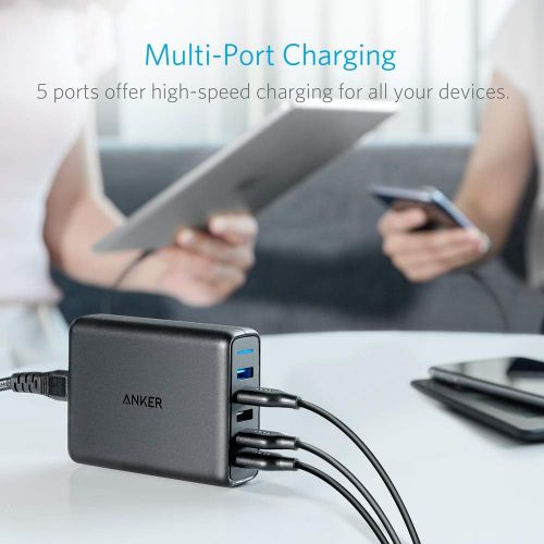 앤커 [아마존베스트]Anker PowerPort Speed 5, 63W 5 Port USB Charger, Power Supply with Quick Charge 3.0 & Power IQ for Samsung Galaxy S8 / S7 / S6 / Edge / Plus / Note, iPhone, iPad, LG, Nexus, HTC et