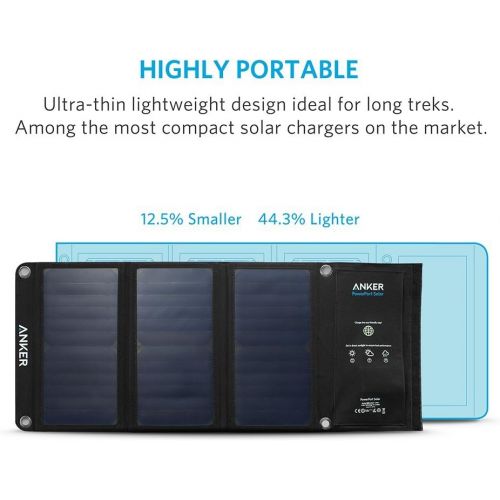 앤커 Anker PowerPort Solar 2 Ports 21W Dual USB Solar Charger for iPhone 7  6s  Plus, iPad Pro  Air 2  mini, Galaxy S7  S6  Edge  Plus, Note 5  4, LG, Nexus, HTC and More