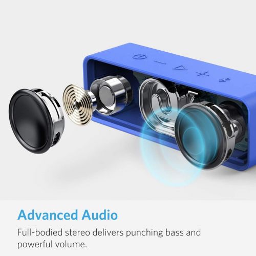 앤커 Anker SoundCore 24-Hour Playtime Bluetooth Speaker with Loud 10W Stereo Sound, Rich Bass, 66 ft Bluetooth Range, Built-in Mic. Portable Wireless Speaker for iPhone, Samsung, and Mo