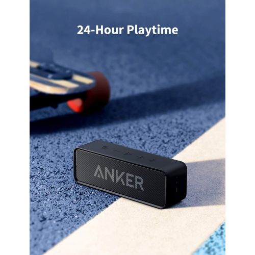 앤커 Anker SoundCore 24-Hour Playtime Bluetooth Speaker with Loud 10W Stereo Sound, Rich Bass, 66 ft Bluetooth Range, Built-in Mic. Portable Wireless Speaker for iPhone, Samsung, and Mo
