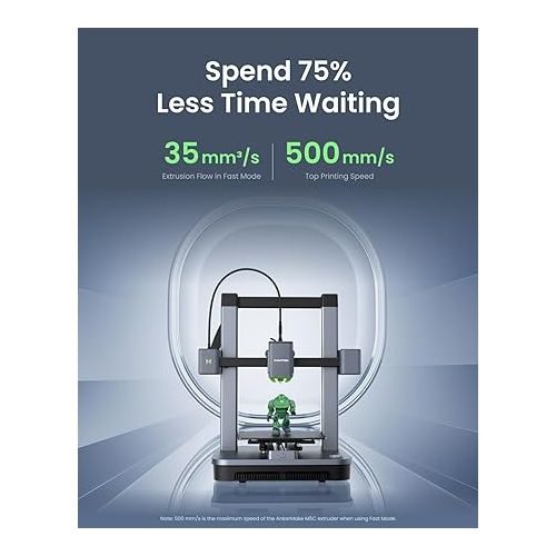  AnkerMake M5C 3D Printer, 500 mm/s High-Speed Printing, All-Metal Hotend, Supports 300℃ Printing, Control via Multi-Device, Intuitive, 7×7 Auto-Leveling, 220×220×250 mm Print Volume