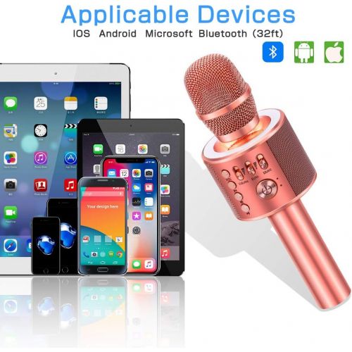  [아마존핫딜][아마존 핫딜] Ankuka Bluetooth Karaoke Microphone, 3 in 1 Multi-Function Handheld Wireless Karaoke Machine for Kids, Portable Mic Speaker Home, Party Singing Compatible with iPhone/Android/PC (R