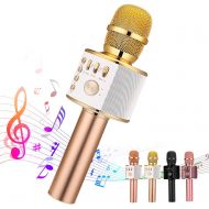 Ankuka Bluetooth Karaoke Microphone, 3 in 1 Multi-Function Handheld Wireless Karaoke Machine for Kids, Portable Mic Speaker Home, Party Singing Compatible with iPhone/Android/PC (L