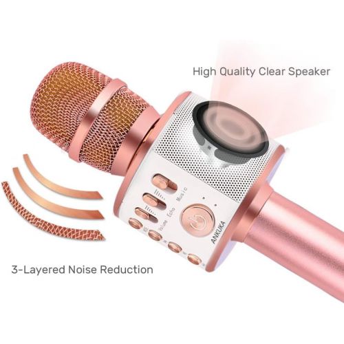  Ankuka Bluetooth Karaoke Microphone, Handheld Wireless Singing Karaoke Machine Speaker, Portable Mic Player for Christmas Birthday Home Party