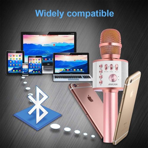  Ankuka Bluetooth Karaoke Microphone, Handheld Wireless Singing Karaoke Machine Speaker, Portable Mic Player for Christmas Birthday Home Party