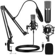 [아마존베스트]Ankuka USB Streaming Podcast PC Microphone, Professional Studio Cardioid Condenser Mic Kit with Sound Card Boom Arm Shock Mount Pop Filter, for Skype Youtuber Gaming Recording