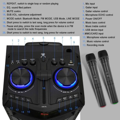  [아마존베스트]Portable Karaoke Machine for Adults and Kids, Ankuka Bluetooth PA Speaker Sound System with USB Disco Lights, 2 Wireless Microphones and Microphone Stand for Party Karaoke, Gifts f