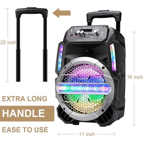  [아마존베스트]Ankuka Bluetooth Karaoke Machine for Kids and Adults with Colorful LED Lights, Wireless PA Speaker Sound System with 8 Subwoofers and Wired Microphone for Party, Singing