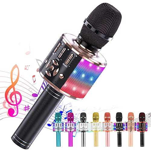  [아마존베스트]Ankuka Karaoke Wireless Microphone Bluetooth for Kids, Portable 4 in 1 Karaoke Machine Speaker with LED Lights, Christmas Home, Birthday Party Toys Gifts for Girls, Boys and Adults
