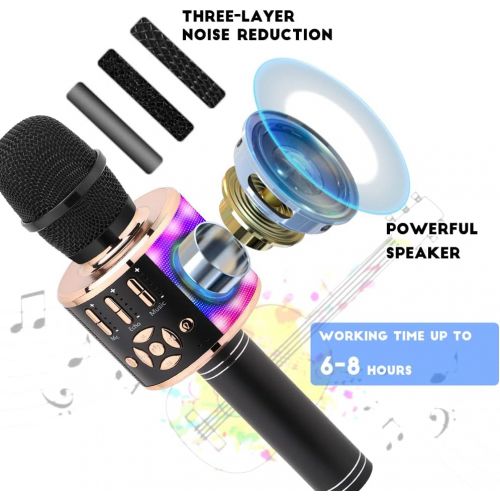  [아마존베스트]Ankuka Karaoke Wireless Microphone Bluetooth for Kids, Portable 4 in 1 Karaoke Machine Speaker with LED Lights, Christmas Home, Birthday Party Toys Gifts for Girls, Boys and Adults