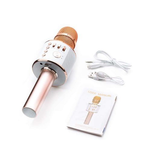  Ankuka Wireless Karaoke Microphones, 3 in 1 Multi-function Bluetooth Microphone Speaker for iPhone, Android, Portable Mic Player for KTV, Home, Party Singing (Rose Gold)