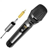 Ankuka Handheld Dynamic Wireless Microphone, 25 Channel UHF Cordless Microphone System with Portable Receiver 6.5mm Output & 3.5mm Output Adapter for House Parties, Karaoke, Busine