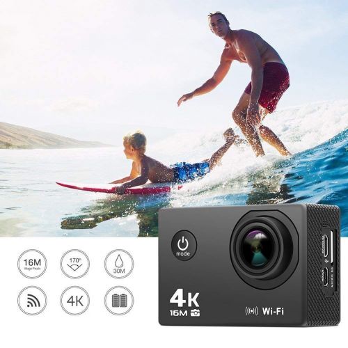  Anmade 4K Action Camera, 16MP WiFi Ultra HD Anti-Shake 30M Underwater Waterproof Camera Sports Camcorder with 170° Degree Wide Angle Lens and 2.0 Inch LCD Screen and high-tech Sensor