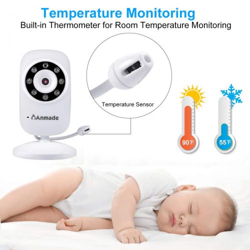  Video Baby Monitor, Anmade Baby Monitor with Camera 3.5 inch Color Screen, Night Vision,Temperature Sensor, 2-Way Audio, Long Range