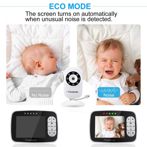  Video Baby Monitor, Anmade Baby Monitor with Camera 3.5 inch Color Screen, Night Vision,Temperature Sensor, 2-Way Audio, Long Range