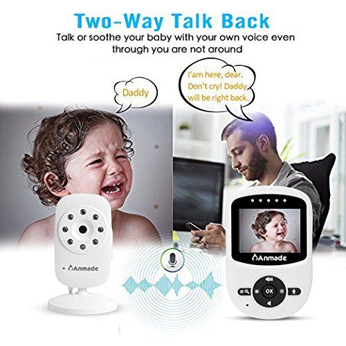  Anmade Video Baby Monitor, 2.4in Color Screen Baby Monitor with Night Vision, Two Way Talk Back