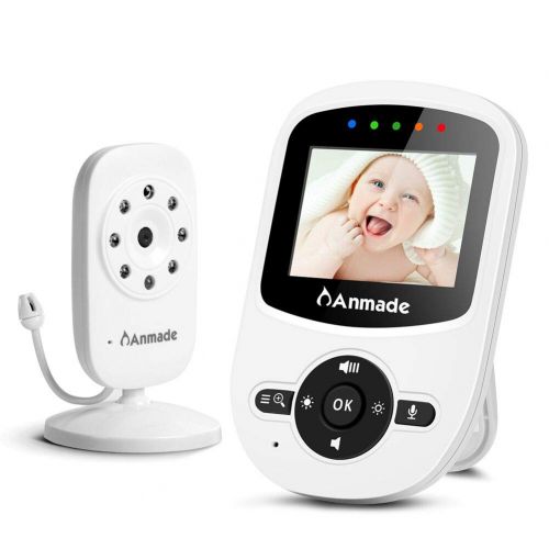  Anmade Video Baby Monitor, 2.4in Color Screen Baby Monitor with Night Vision, Two Way Talk Back