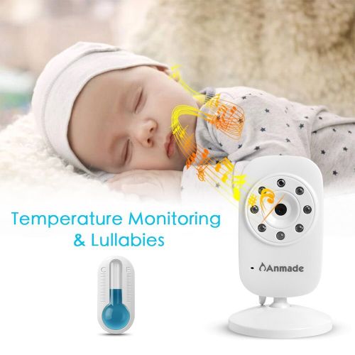  Anmade Video Baby Monitor, 2.4in Color Screen Baby Monitor with Night Vision, Two Way Talk Back