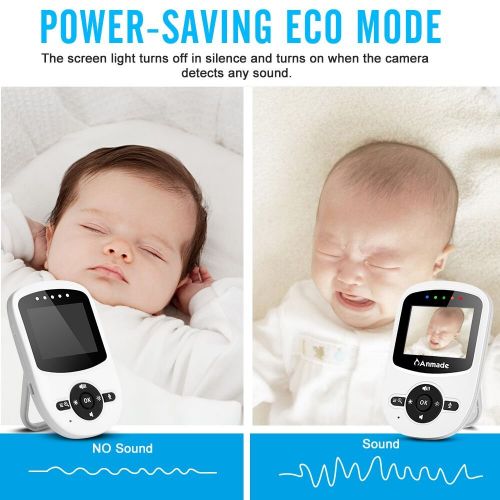  Anmade Video Baby Monitor, 2.4in Color Screen Baby Monitor with Night Vision, Two Way Talk Back