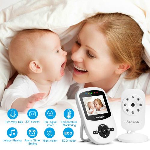  Anmade Video Baby Monitor, 2.4in Color Screen Baby Monitor with Night Vision, Two Way Talk Back