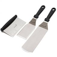 Anmarko Metal Spatula Stainless Steel and Scraper Professional Chef Griddle Spatulas Set of 3 Heavy Duty Accessories Great for Cast Iron BBQ Flat Top Grill Skillet Pan Commercial Gra