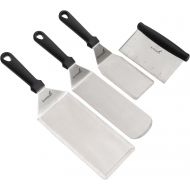 Anmarko Metal Spatula Griddle Accessories Set - Griddle Scraper Flat Spatula Pancake Flipper Hamburger Turner - Metal Utensil great for BBQ Grill Flat Top Cast Iron Griddle - Commercial Gr