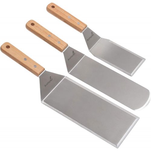  Anmarko Professional Spatula Set - Stainless Steel Pancake Turner and Griddle Scraper 4x8 inch Oversized Hamburger Turner Great for Griddle BBQ Grill and Flat Top Cooking - Commercial Qual