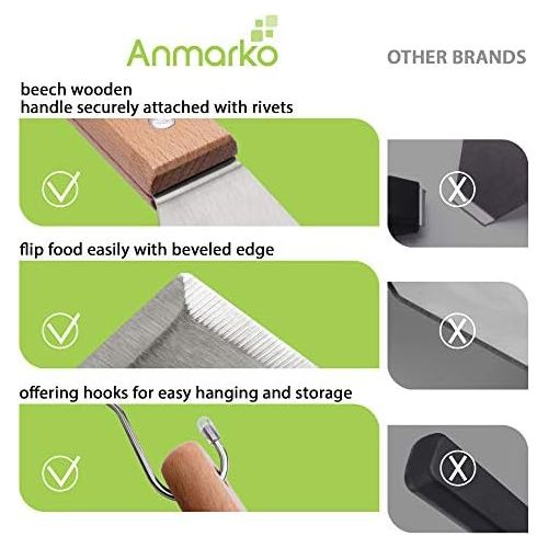  Anmarko Metal Spatula Set Stainless Steel and Scraper - Professional Chef Griddle Spatulas Set of 6 - Heavy Duty Accessories Great for Cast Iron BBQ Flat Top Grill Skillet Pan