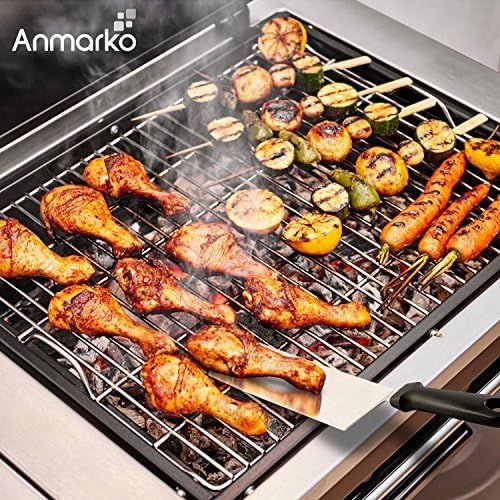  Anmarko Griddle Spatula Set - Stainless Steel Metal Spatula and Griddle Scraper - Heavy Spatula Griddle Accessories Great for Cast Iron Griddle BBQ Flat Top Grill - Commercial Grad