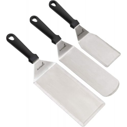  Anmarko Griddle Spatula Set - Stainless Steel Metal Spatula and Griddle Scraper - Heavy Spatula Griddle Accessories Great for Cast Iron Griddle BBQ Flat Top Grill - Commercial Grad