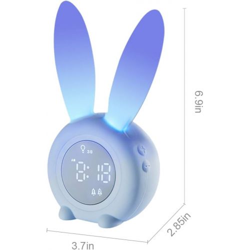  [아마존베스트]Anmones Bunny Kids Alarm Clock, Childrens Sleep Trainer Clock, Night Light for Kids, 5 Ringtones, Sleep Timer with Digital Thermometer, Touch Control and Snoozing with 2000mAh Rechargeable