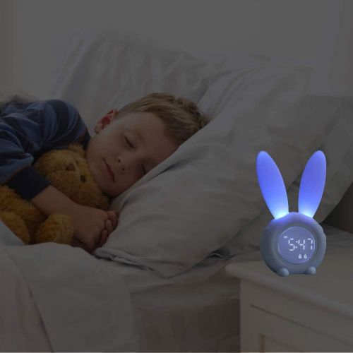  [아마존베스트]Anmones Bunny Kids Alarm Clock, Childrens Sleep Trainer Clock, Night Light for Kids, 5 Ringtones, Sleep Timer with Digital Thermometer, Touch Control and Snoozing with 2000mAh Rechargeable