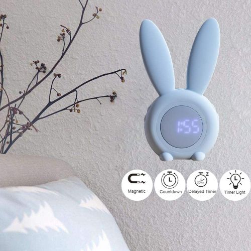  [아마존베스트]Anmones Bunny Kids Alarm Clock, Childrens Sleep Trainer Clock, Night Light for Kids, 5 Ringtones, Sleep Timer with Digital Thermometer, Touch Control and Snoozing with 2000mAh Rechargeable