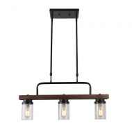 Anmytek Kitchen Island Pendant Lighting with Bubble Glass Shade Industrial Rustic Chandelier Retro Ceiling Light or Edison Vintage Hanging Light Fixture 3-Lights (C0038)