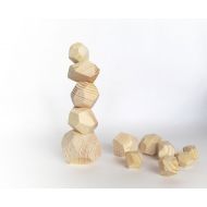 AnnGreenClub Gift for baby - TWELVE Stackable Block Sculpture -Handmade Balancing Blocks-Natural Toy