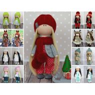AnnKirillartPlace Christmas Rag Doll Winter Gift Doll Xmas Art Doll Nursery Soft Doll Handmade Baby Doll Red Tilda Doll Unique Textile Winter Doll by Olga G