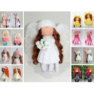AnnKirillartPlace Angel Baby Doll Fabric Art Doll Tilda Decor Doll White Soft Doll Cloth Textile Doll Rag Interior Doll Love Gift Doll Bonita by Olga P