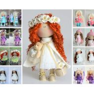 AnnKirillartPlace Curly Doll Fabric Doll Tilda Doll Red White Color Soft Doll Cloth Doll Textile Doll Rag Doll Interior Doll Interior Doll by Master Olga P.