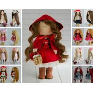AnnKirillartPlace Little Red Riding Hood Doll Decor Cloth Doll Fabric Soft Doll Muecas Rag Doll Handmade Tilda Art Doll Puppen Poupee Bambole Doll by Maria K