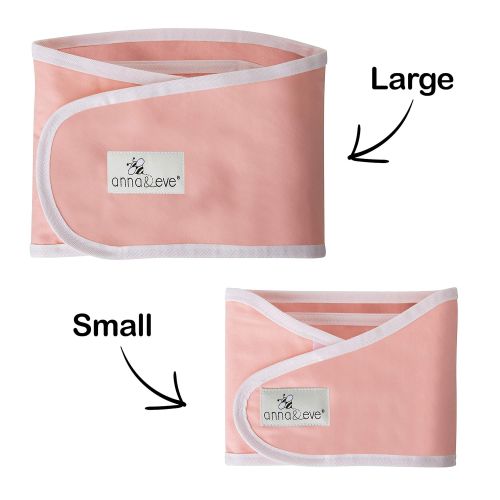  Anna & Eve - Baby Swaddle Strap, Adjustable Arms Only Wrap for Safe Sleeping - Pink, Small