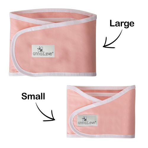  Anna & Eve - Baby Swaddle Strap, Adjustable Arms Only Wrap for Safe Sleeping - Pink, Large