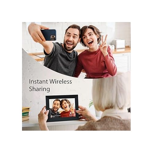  Digital Photo Frame 10.1 Inch WiFi Picture IPS HD Touch Screen Smart Cloud Photo Frame with 16GB Storage, Auto-Rotate, Easy Setup to Share Photos or Videos Remotely via AiMOR APP (Black)