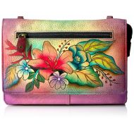 Anna by Anuschka Hand Painted Leather Organizer Wallet On String | Tropical Bouquet