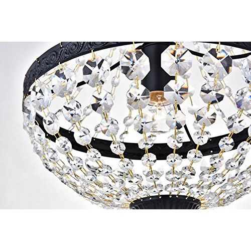  Annaka Lighting Modern French Empire Black Finish Farmhouse Crystal Pendant Chandelier Lighting LED Ceiling Light Fixture Lamp Dining Room Bathroom Bedroom Livingroom 1E26 Bulbs Required H18 in X