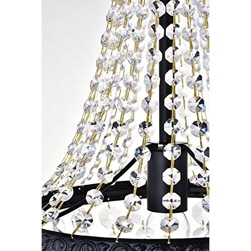  Annaka Lighting Modern French Empire Black Finish Farmhouse Crystal Pendant Chandelier Lighting LED Ceiling Light Fixture Lamp Dining Room Bathroom Bedroom Livingroom 1E26 Bulbs Required H18 in X