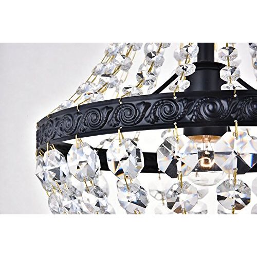  Annaka Lighting Modern French Empire Black Finish Farmhouse Crystal Pendant Chandelier Lighting LED Ceiling Light Fixture Lamp Dining Room Bathroom Bedroom Livingroom 1E26 Bulbs Required H18 in X