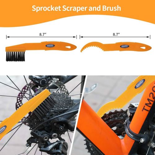  자전거 정비 공구 수리Anndason 8 Pieces Precision Bicycle Cleaning Brush Tool Including Bike Chain Scrubber, suitable for Mountain, Road, City, Hybrid ,BMX Bike and Folding Bike