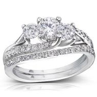Annello 14k Gold 1 110ct TDW Diamond Bridal Rings Set by Annello