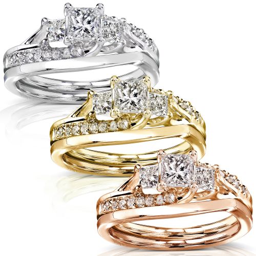  Annello by Kobelli 14k Gold 1ct TDW Diamond Bridal Rings Set by Annello