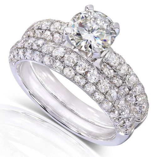  Annello by Kobelli 14k Gold 2 34ct TGW Moissanite (HI) and Micro Pave Diamond Bridal Rings Set (2 Piece Set) by Annello